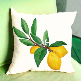 Almofada Folhas de Limão Citrino Amarelo Verde Folha Aquare