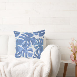 Almofada Folhas de monstera de palma azul