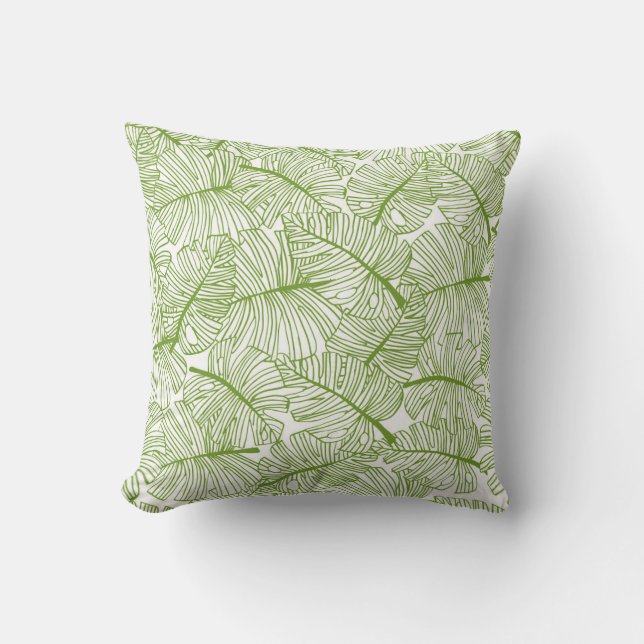Almofada Folhas de Monstera, design floral sem costura. (Frente)