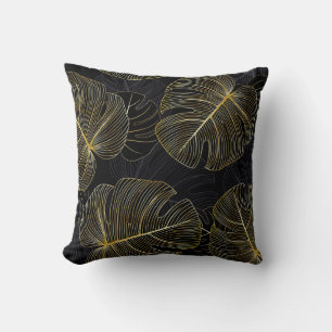 Almofada Folhas de monstera ouro, floral romântico sem cost