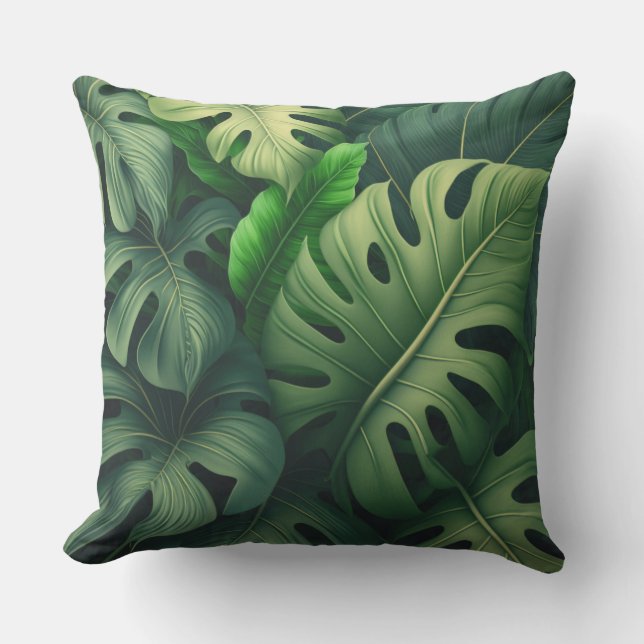 Almofada Folhas de Monstera Tropicais (Frente)