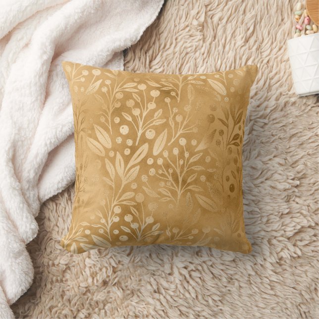 Almofada Folhas de Ouro Elegantes e Sofisticadas Frutas (Cobertor)