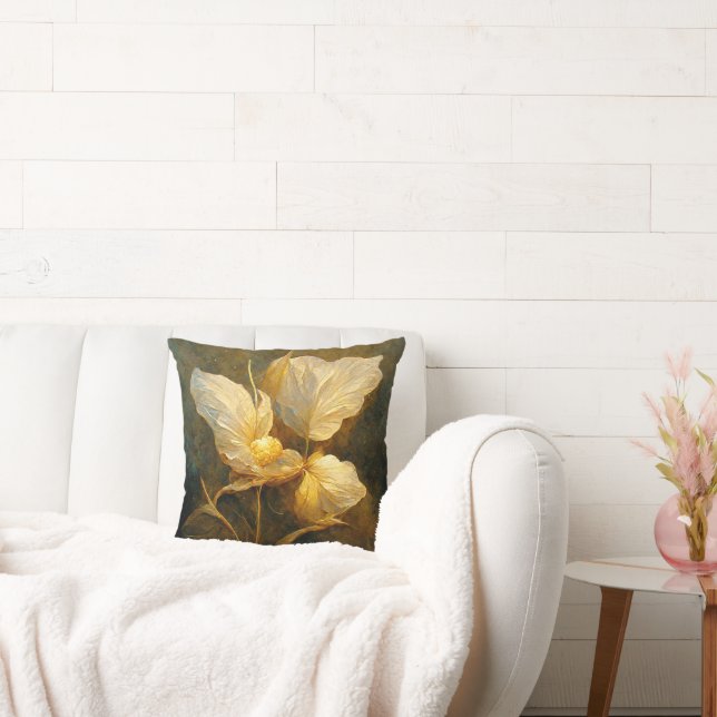 Almofada Folhas de Ouro para pintura em tons amarelos e cas (Sofá)