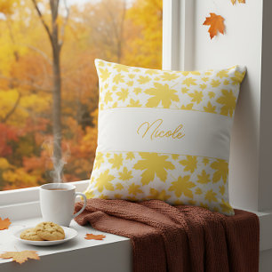 Almofada Folhas de outono Amarelo Personalizadas da Farmhou