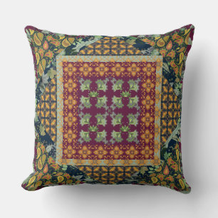 Almofada Folhas de outono, Berries Paisley Faux Quilt Squ