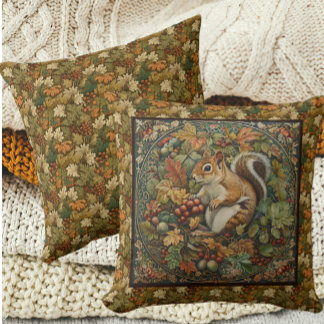 Almofada Folhas de Outono de William Morris Esquilo Bagas
