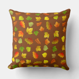 Almofada Folhas de Outono Douradas, Verdes e Laranjas no Ma