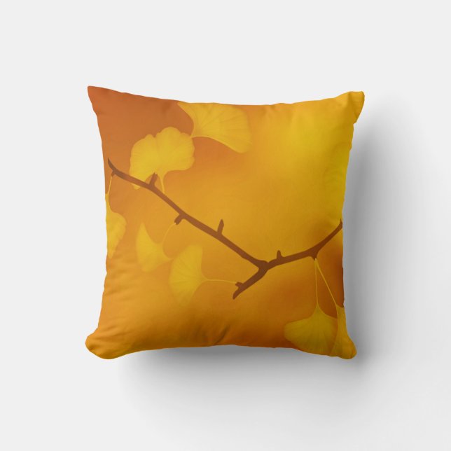 Almofada Folhas de outono/Outono Ginkgo/Gingko Maidenhair (Frente)