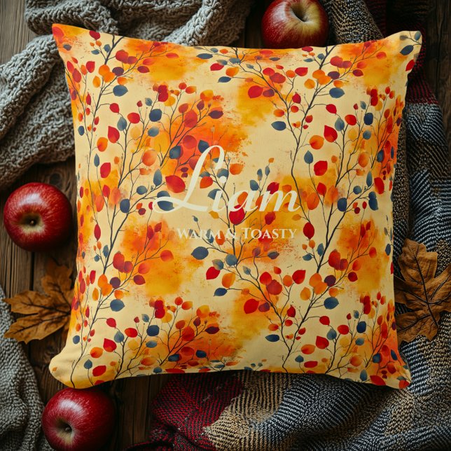 Almofada Folhas de Outono Quentes e Aconchegantes | Decoraç (Criador carregado)