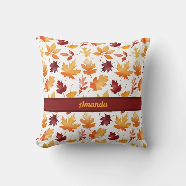 Almofada Folhas de outono Simples Personalizadas (Frente)
