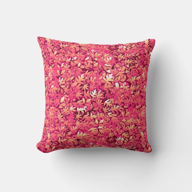 Almofada Folhas de outono, tons de vermelho e laranja (Frente)