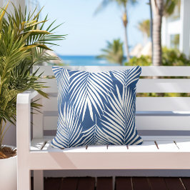 Almofada Folhas de Palma Azul Tropicais
