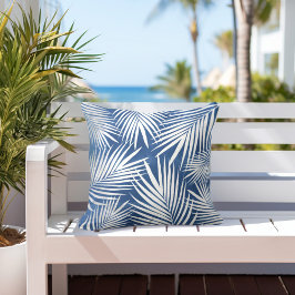 Almofada Folhas de Palma Azul Tropicais