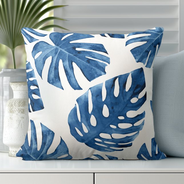 Almofada Folhas de Palma Azul Tropicais (Transform Your Room with Coastal Throw Pillows)