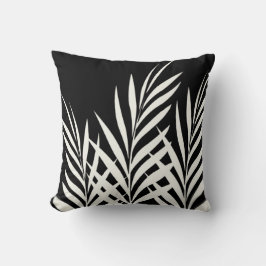 Almofada Folhas De Palma De Chic De Boho Preto E Branco