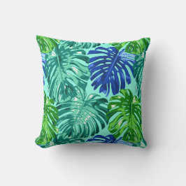 Almofada Folhas de Palma de Monstera Verde Tropical