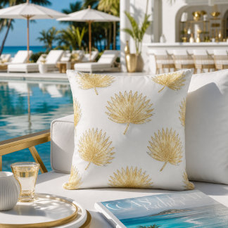 Almofada Folhas de Palma Tropical Dourada