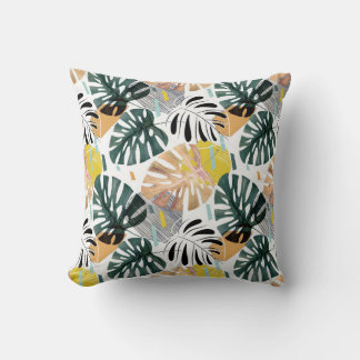 Almofada Folhas de palma tropical: elementos decorativos.