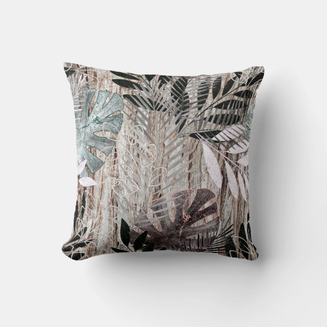 Almofada Folhas de palmeira, árvore, tropical, Botânico (Frente)