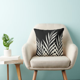 Almofada Folhas De Palmeira Boho Chic Preto E Branco