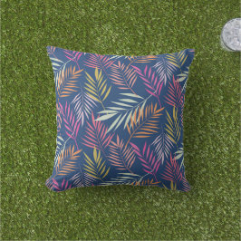 Almofada Folhas de palmeira tropicais de verão no azul 