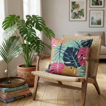 Folhas de Palmeira Tropicais em Rosa & Azul | Deco