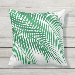 Almofada Folhas de palmeira tropicais no branco - exterior