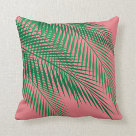 Almofada Folhas de palmeira tropicais no céu coral