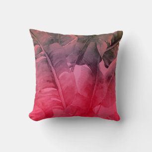 Almofada Folhas de Palmeira Tropicais Rosa Divertido Verão