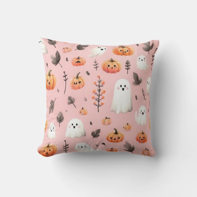 Almofada Folhas de Papel de Moldagem de Helloween, cor-de-r (Frente)