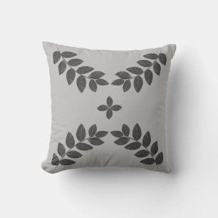 Almofada Folhas de Planta Cinza Elegante