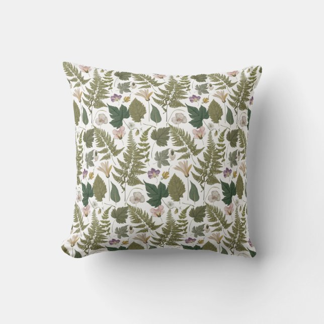 Almofada Folhas de primavera e flores elegantes e modernas (Frente)
