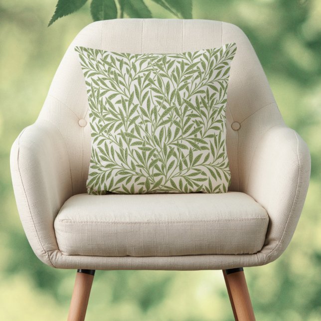 Almofada Folhas de Salgueiro Vitorianas Antigas por William (Victorian Willow Leaves Pattern by William Morris Throw Pillow)