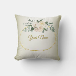 Almofada Folhas de Verdura de Casamento Floral Rosa Geométr