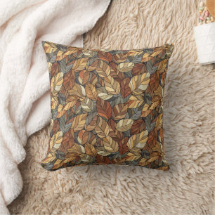 Almofada Folhas de Vidro Estampadas Elegantes - Outono Russ