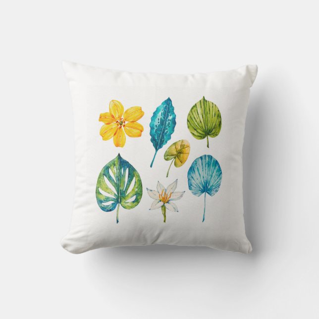 Almofada Folhas diversas de flores tropicais (Frente)