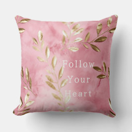 Almofada Folhas Douradas rosa