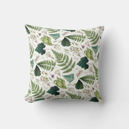 Almofada Folhas e flores de primavera verde modernas e eleg