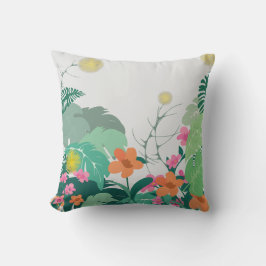 Almofada Folhas e Flores Pastel Tropical