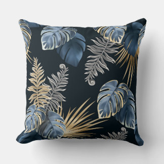 Almofada folhas escuras plantas tropicais