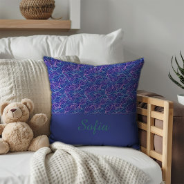 Almofada Folhas estilizadas em turquesa rosa nome do padrão