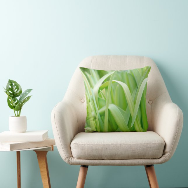 Almofada Folhas Frescas de Planta Verde  (Cadeira)