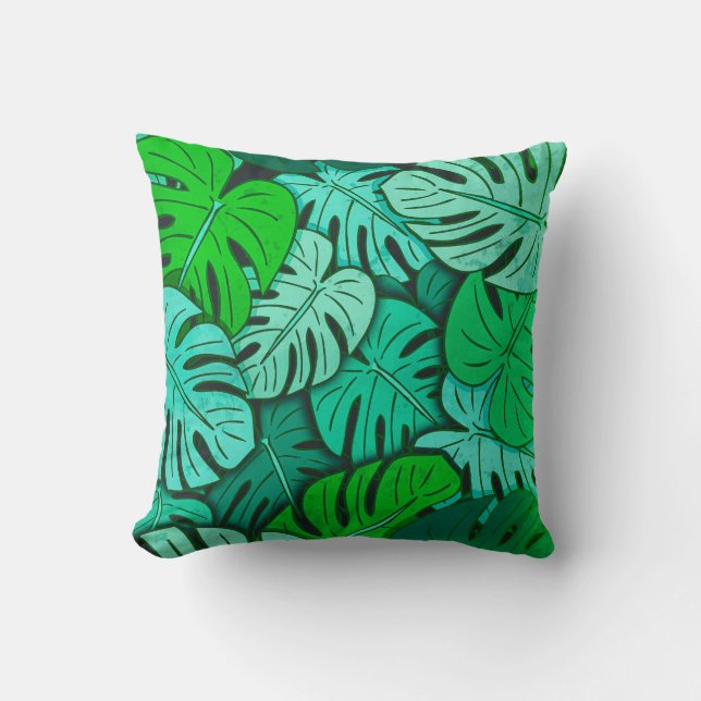 Almofada Folhas Grunge de Monstera Nº 2 (Frente)