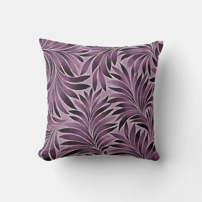 Almofada Folhas Lindas em Roxo Berinjela (Frente)