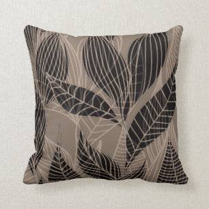 Almofada Folhas modernas pelo taupe de Cheryl Daniels