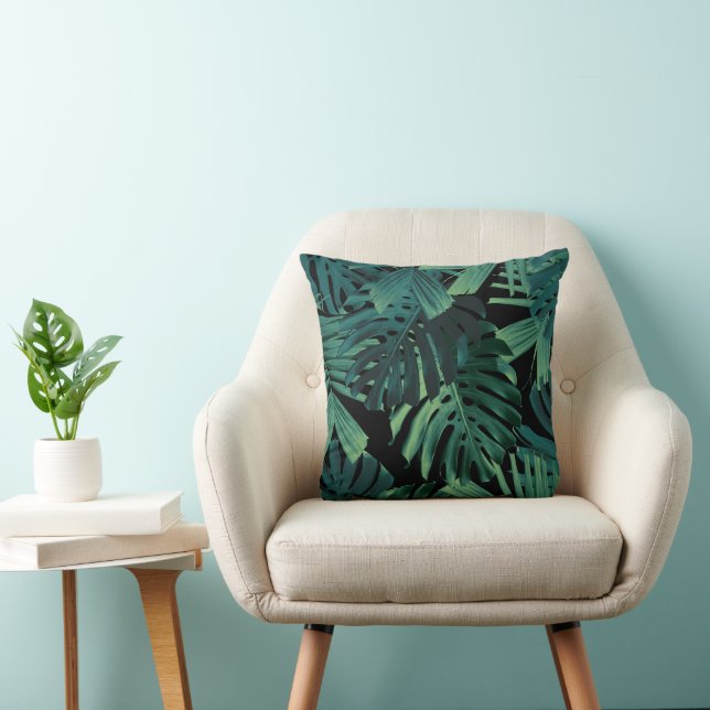 Almofada Folhas Noturnas da Selva Tropical Monstera 1 (Cadeira)
