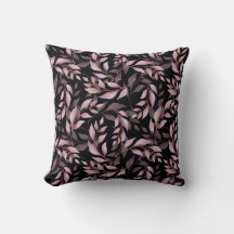 Folhas Rosa Pastel e Padrão Preto