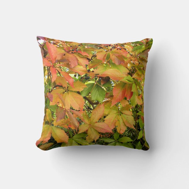 Almofada Folhas selvagens da vinha do outono (Frente)