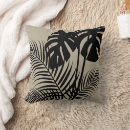 Almofada Folhas tropicais 1 preto em tom