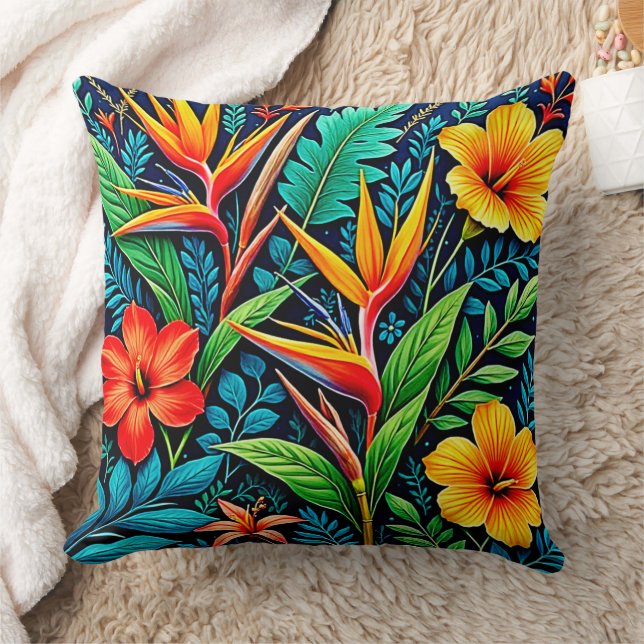 Almofada Folhas Tropicais Arte em Flor (Cobertor)
